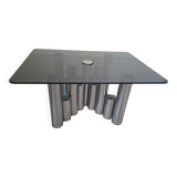 Tavolino Marco Zanuso - Design anni '70 - Cromo e Vetro Fumè