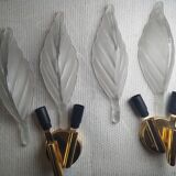 Pair of wall sconces with Italian leaf design in Barovier Murano style.
