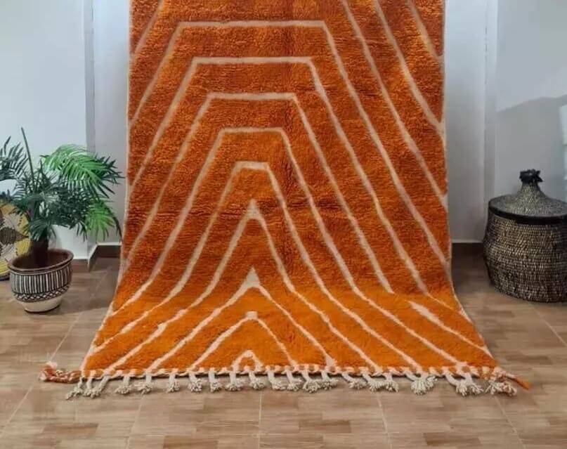 Berber rug in pure orange wool