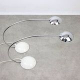 Vintage arc table lamp in white and chrome from meblo, 1980s