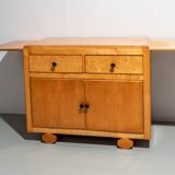 Meuble de rangement français à deux portes avec feuilles latérales extraites en bois années 1970