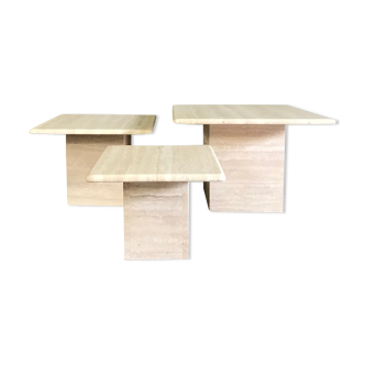 Travertine side tables