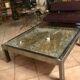 Rare Jenkell, also known as "Jenk" - Unique signed coffee table in metal, glass and inset canvas
