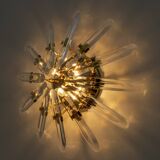 Stilkronen Mid-Century Modern Italian Crystal and Brass Wall Lamp, 1975