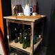Vintage wooden side table, entrance console, square pedestal table 2 floors.