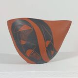 Vintage sgraffito decor ceramic vase Rudi Stahl Germany 1950s