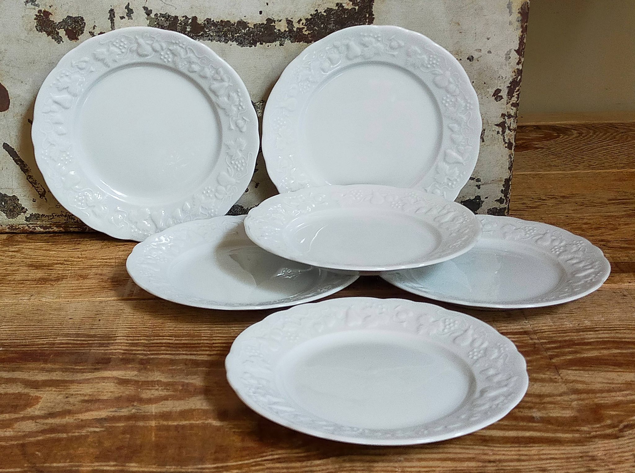 Six vintage Philippe Deshoulières Limoges California porcelain bread plates