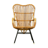 Metal and rattan lounge chair from Rohé Noordwolde, 1960s