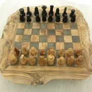 Jeux d'échec en bois d'olivier massif rustique échiquier artisanale