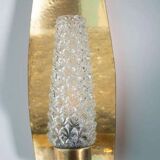 Vintage glass wall sconce from the 1960s in brass, mid-century light.