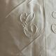 Drap ancien brodé monogramme ca
