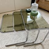 Nesting tables chrome and smoked glass