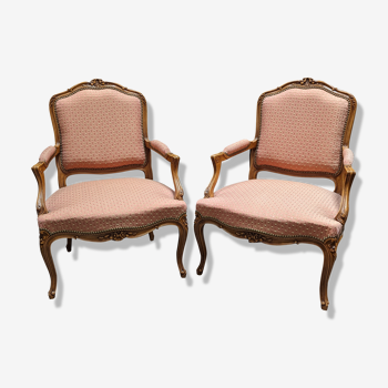 Pair of armchairs Louis XV back to the queen