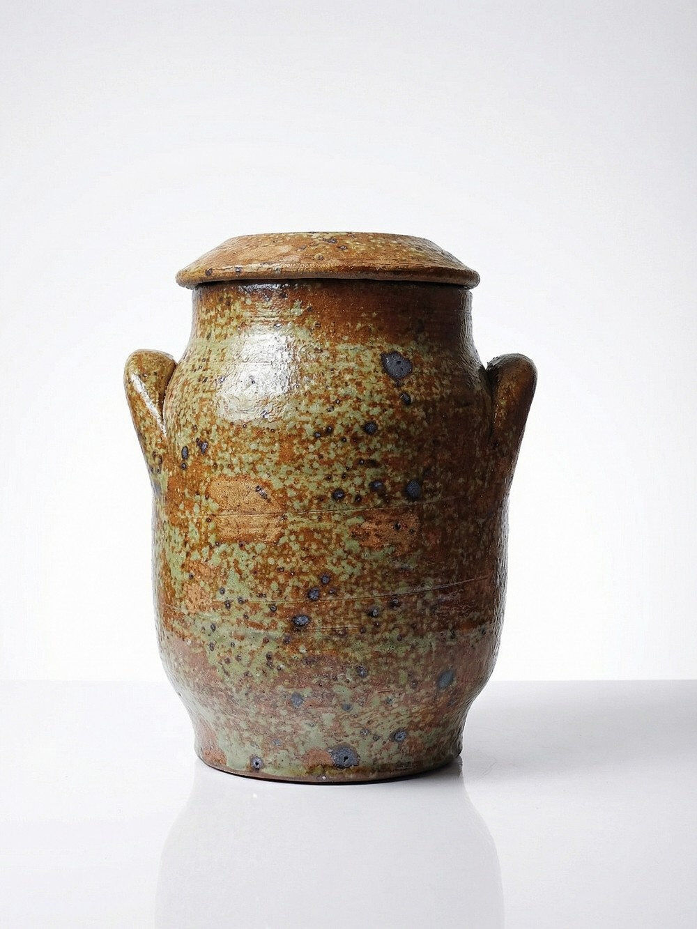 Decorative pot for spices in vintage Baudat style glazed artisanal stoneware.
