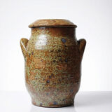 Decorative pot for spices in vintage Baudat style glazed artisanal stoneware.