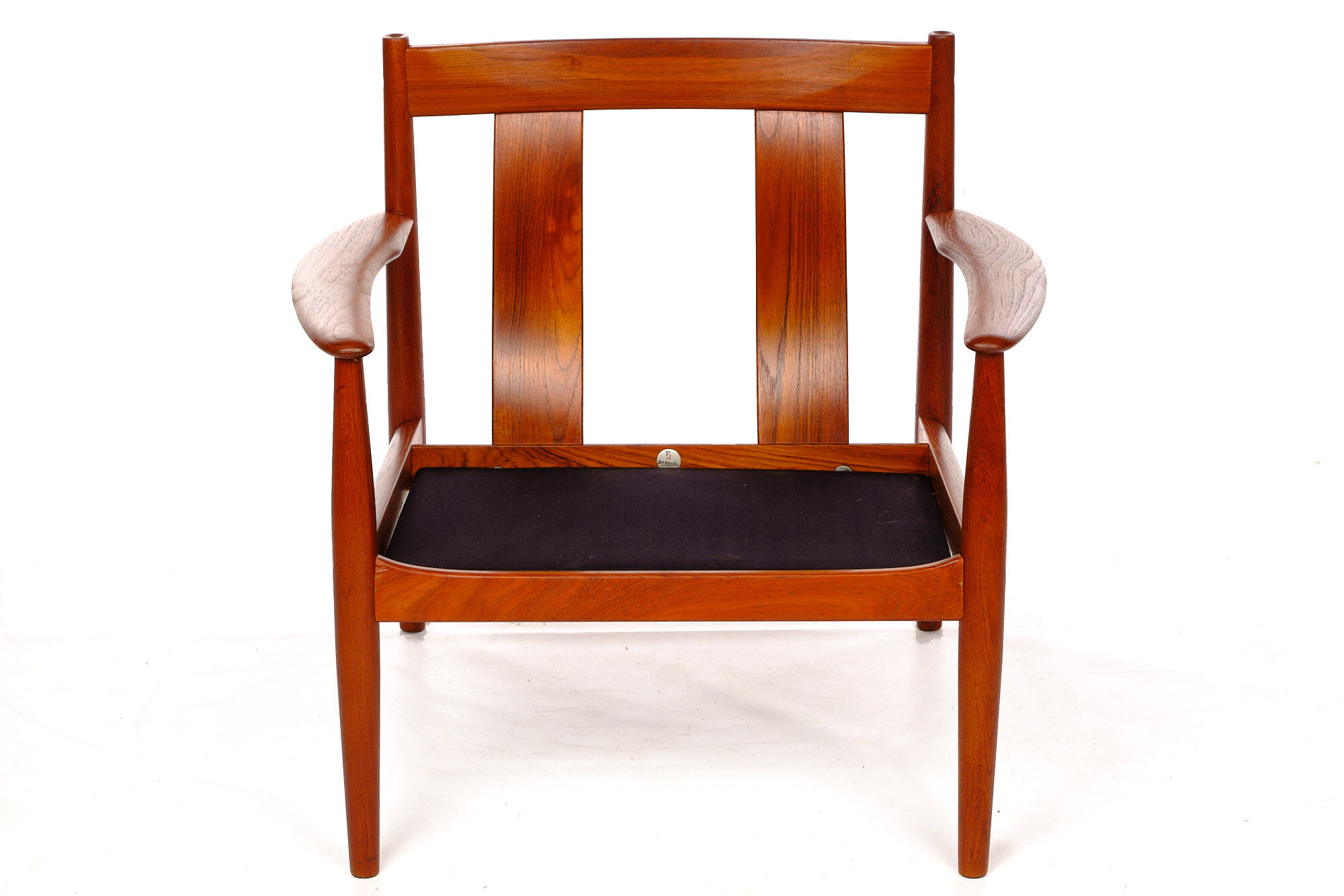 Armchair by Grete Jalk, France Son, cowhide leather and vintage teak from the 1960s