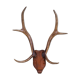 Antlers on carved wooden head, Danish design, 1960s