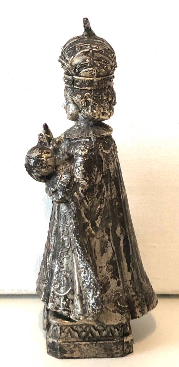 Statuette Jésus Couronné Métal Argenté