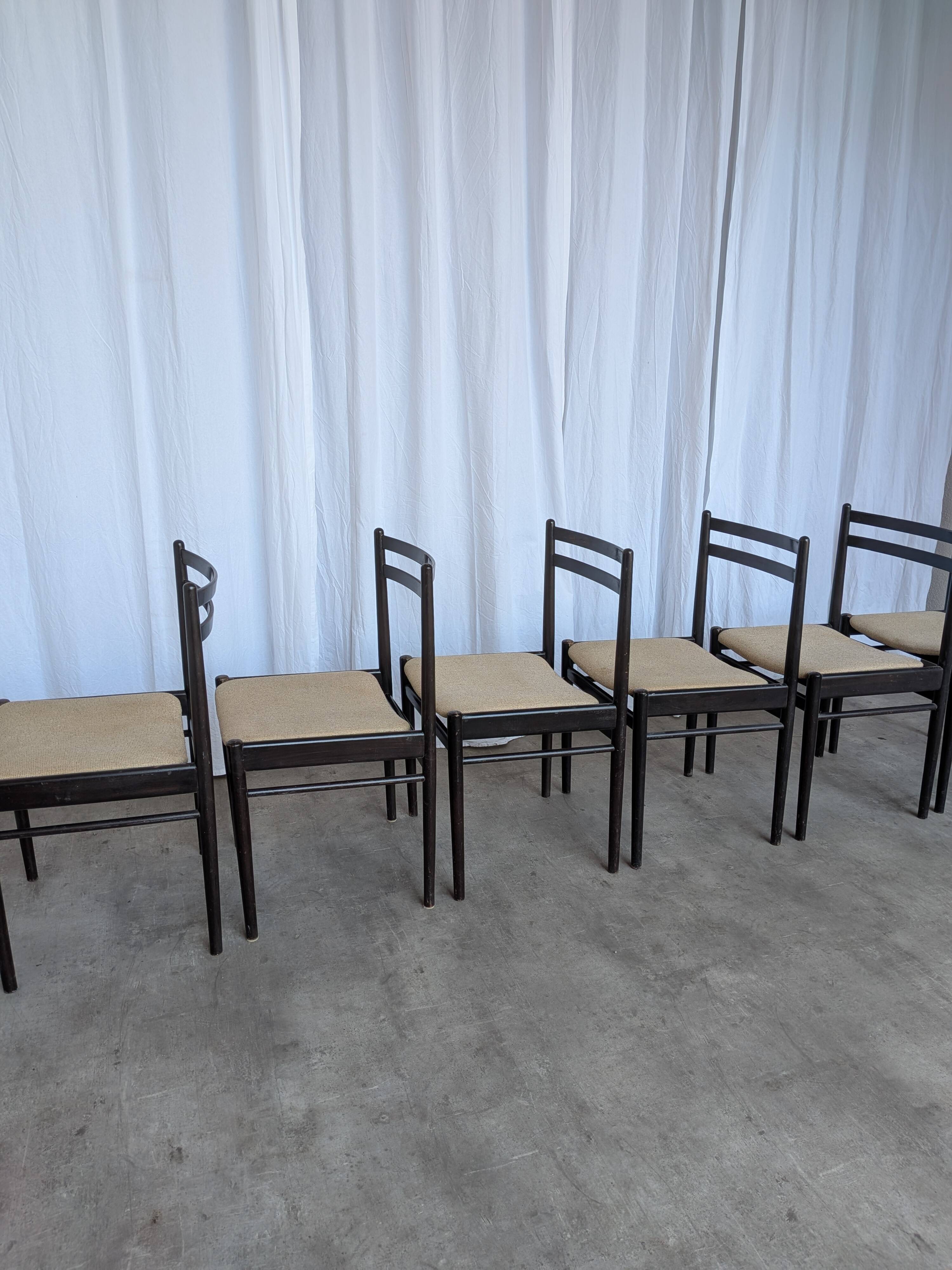 Ensemble de 6 chaises de salle à manger en bois de hêtre vintage / Style scandinave des années 50