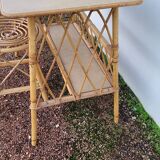 Rattan desk with vintage stool - 1950s