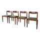 Set of four vintage solid teak dining chairs