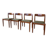 Set of four vintage solid teak dining chairs
