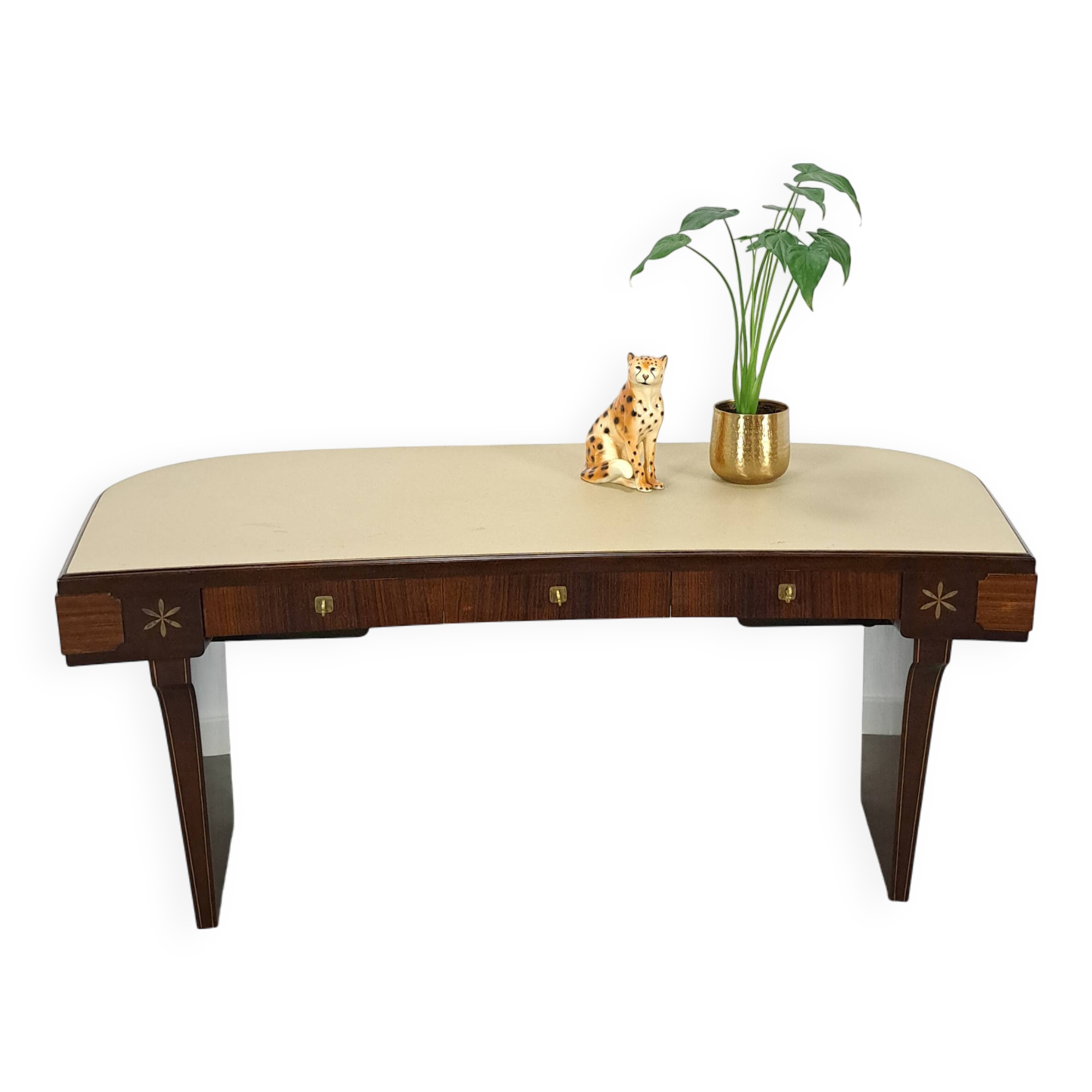 Vrijstaand Art Deco bureau met licht blad en lades
