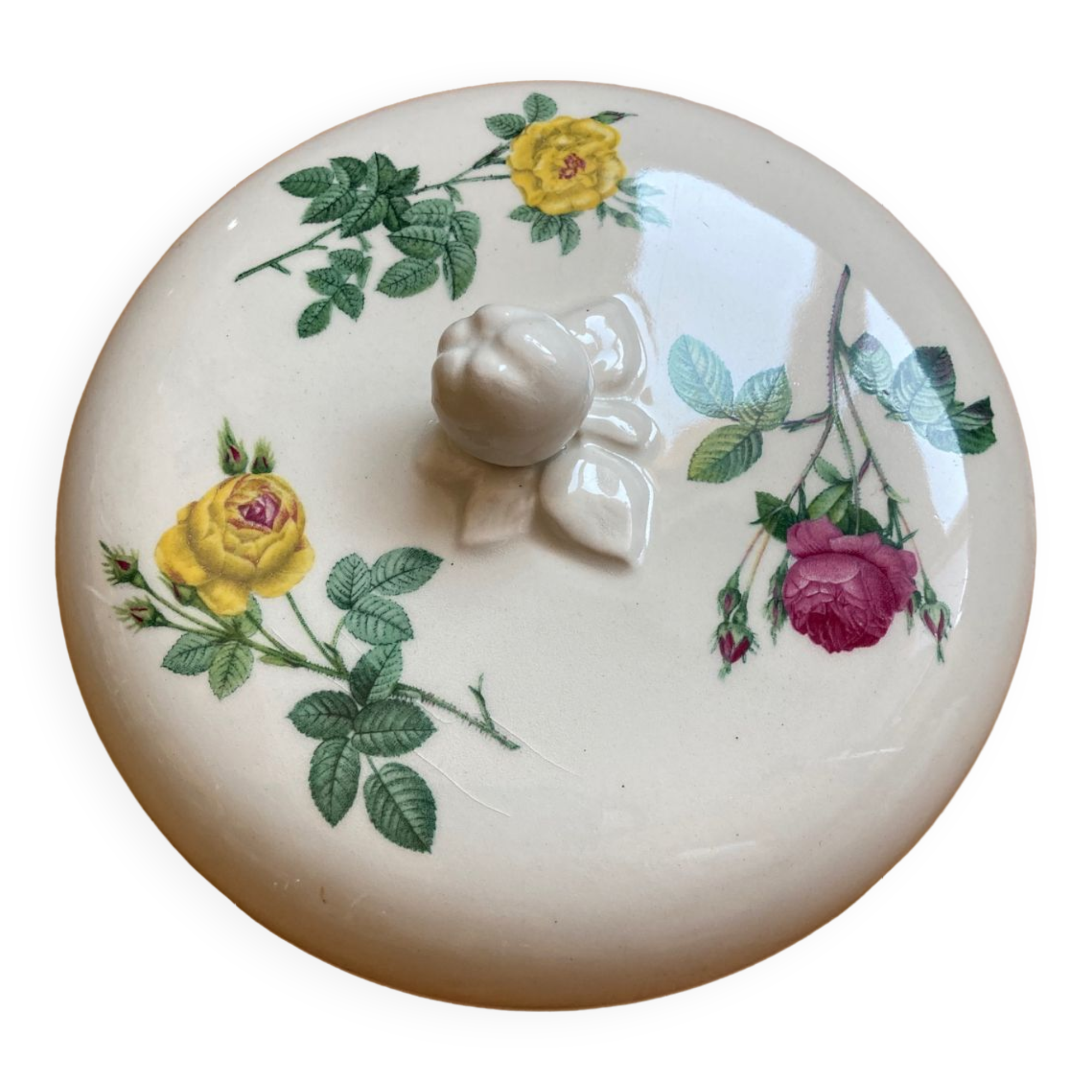 Bonbonnière / Gien earthenware box with pink motif