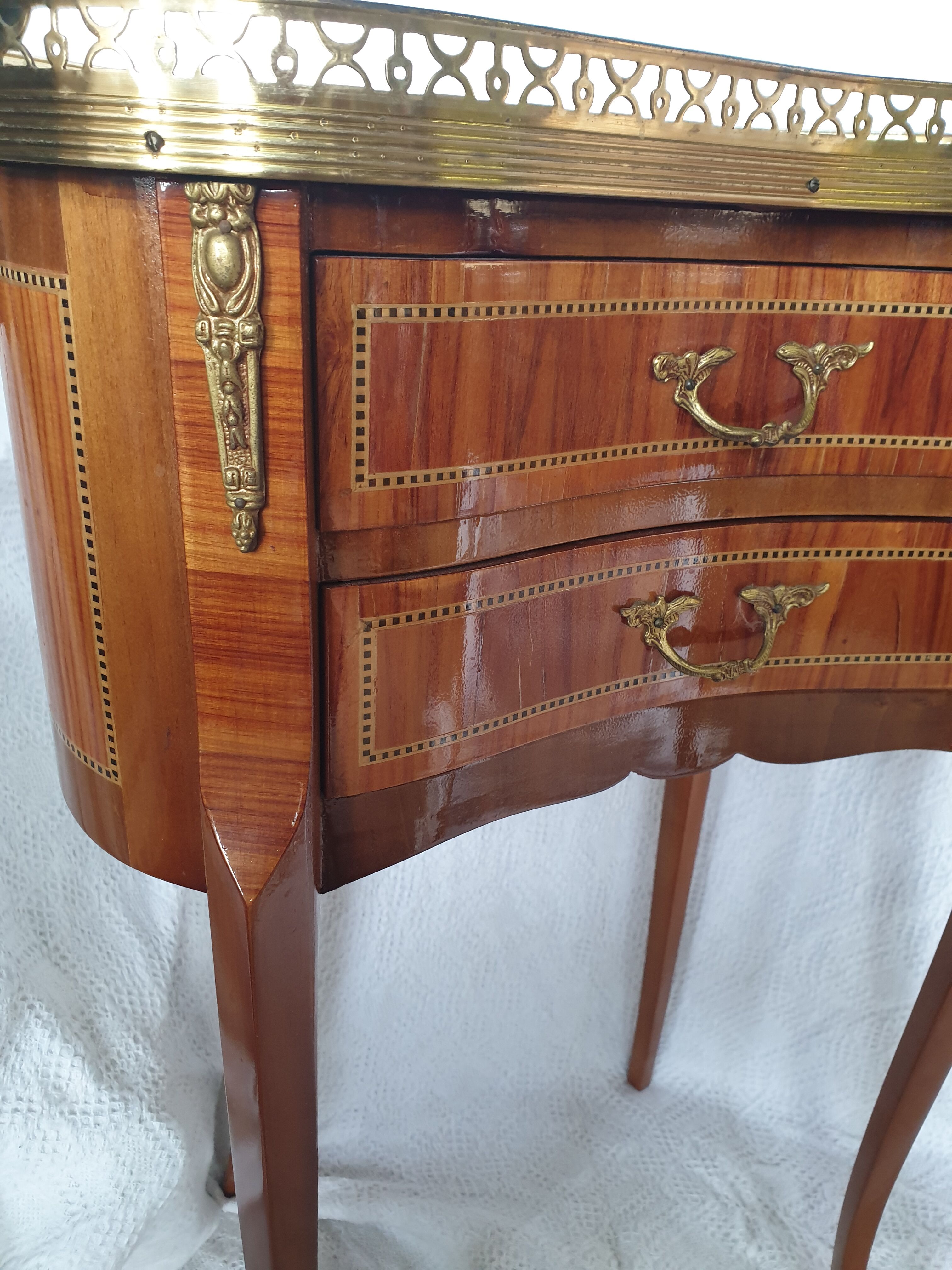 Pair of bedside tables "bean" style louis XV marked