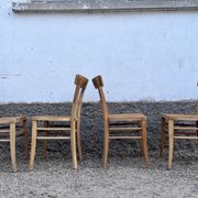 Série de 4 chaises en hêtre bois clair vintage