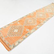 Tapis Kilim Vintage Orange et Beige, Motifs Géométriques Anatoliens