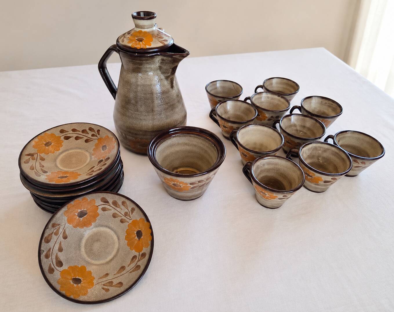Vintage coffee service in stoneware from Soufflenheim - 20 pieces