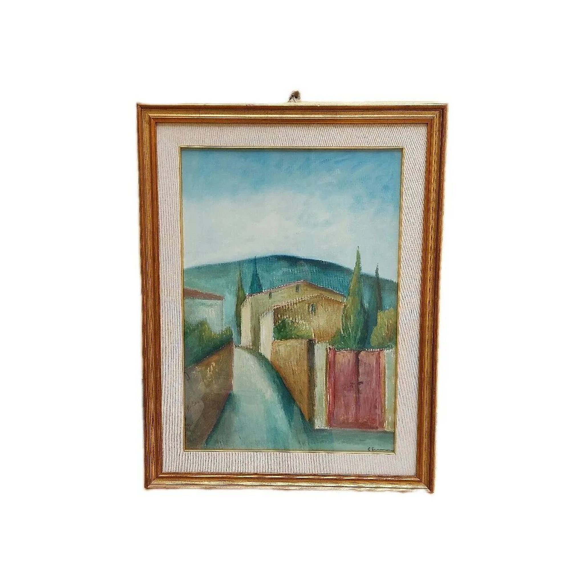 Paysage toscan, huile sur toile, fin du XXe siècle