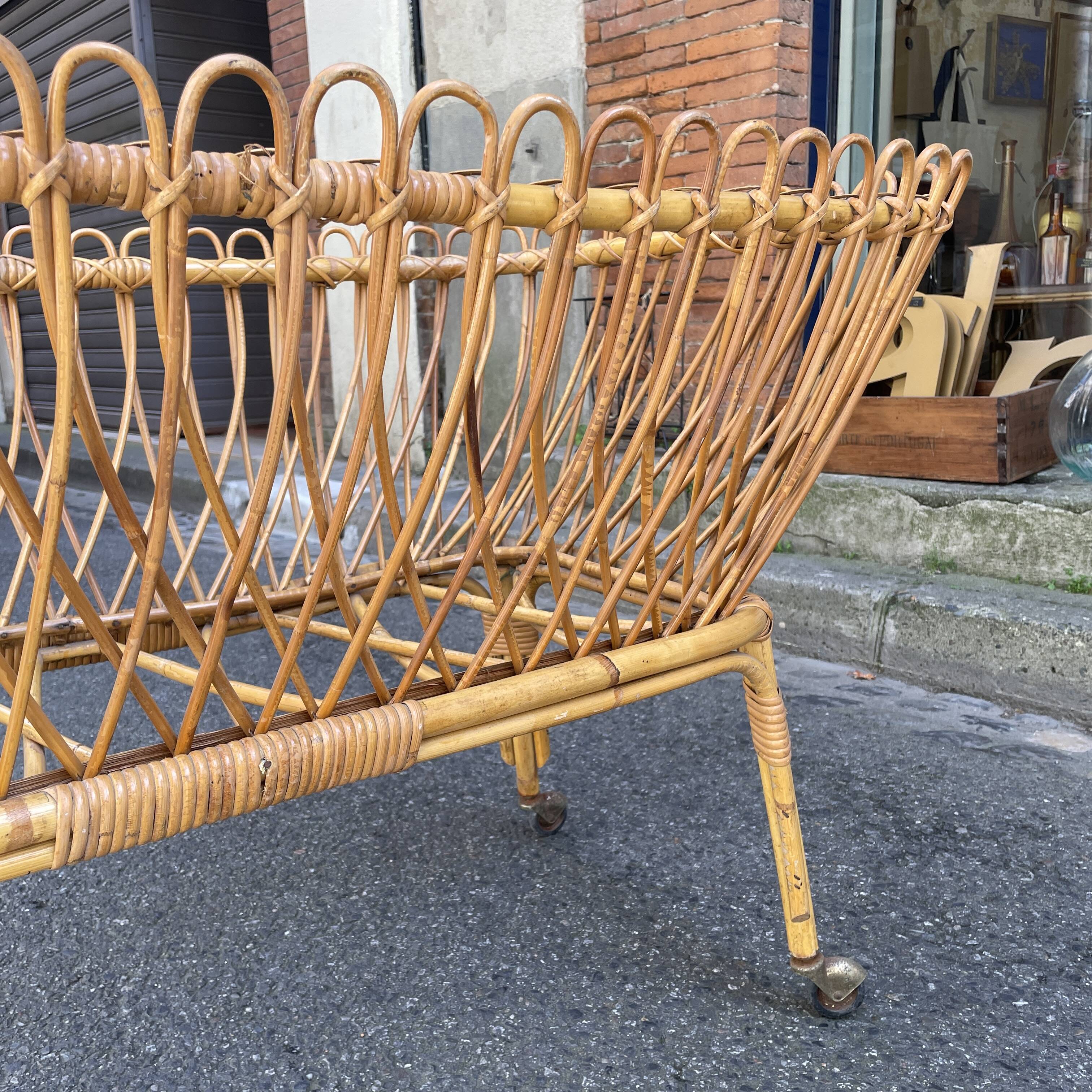Vintage rattan cradle