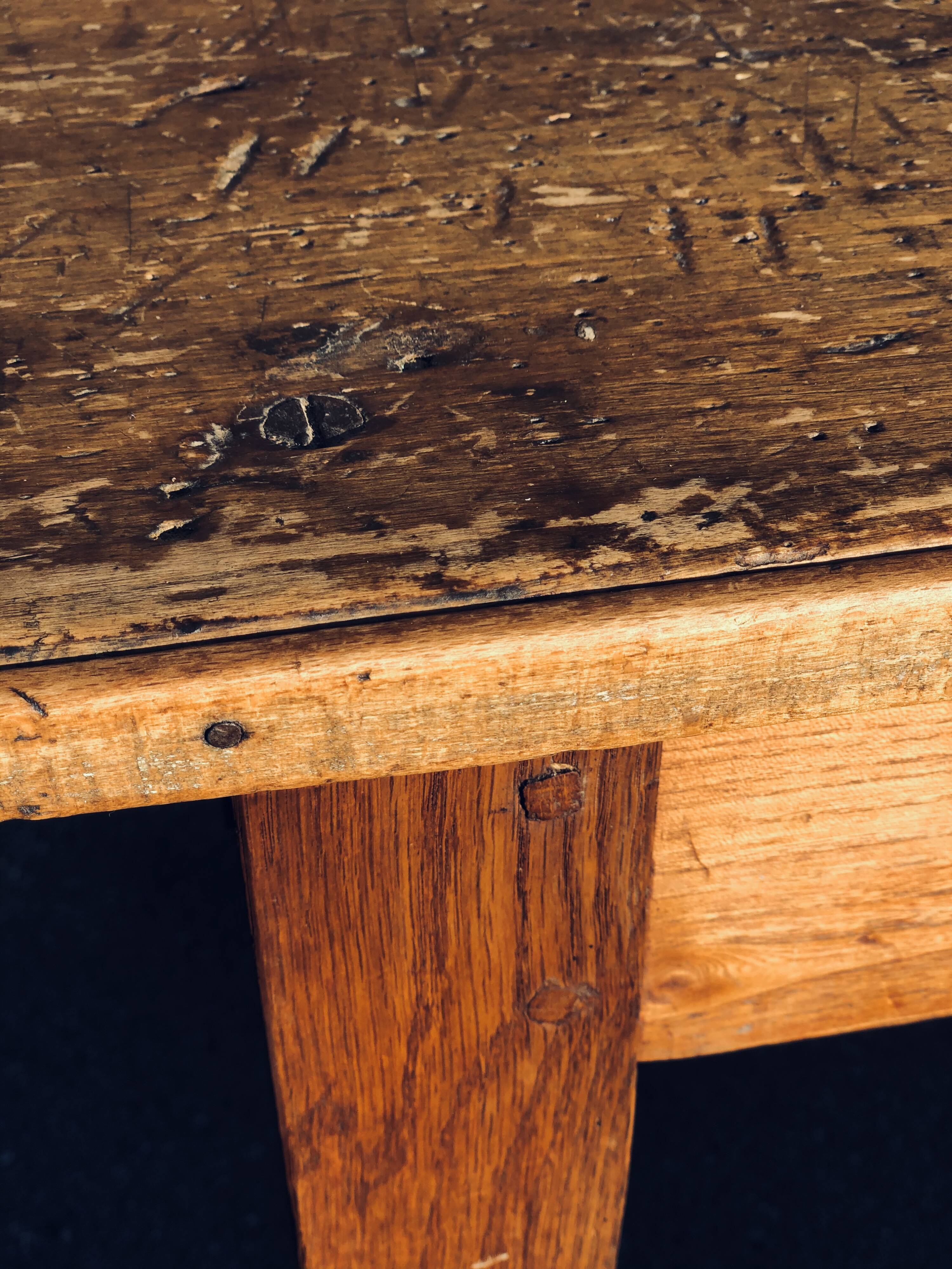 Old wooden farm or workshop table