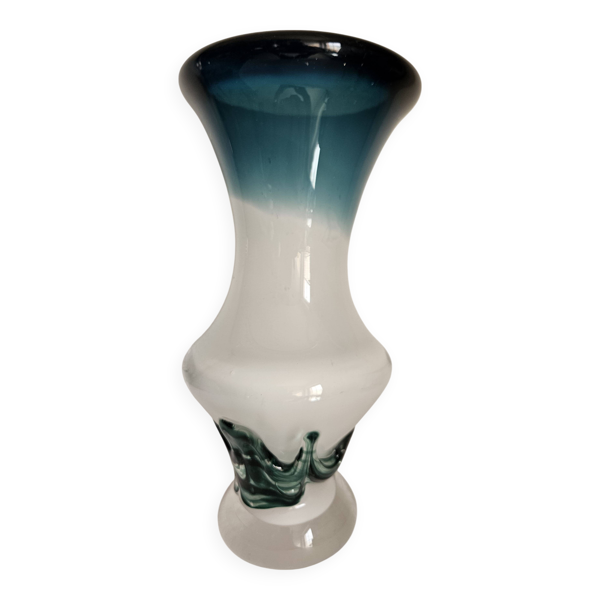 Vase Val saint lambert Studio Cristal vas op voet, conçu, Liège, 80