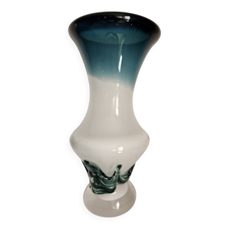 Val saint lambert Studio Cristal vaas op voet, gesigneerd, Luik, jaren 80