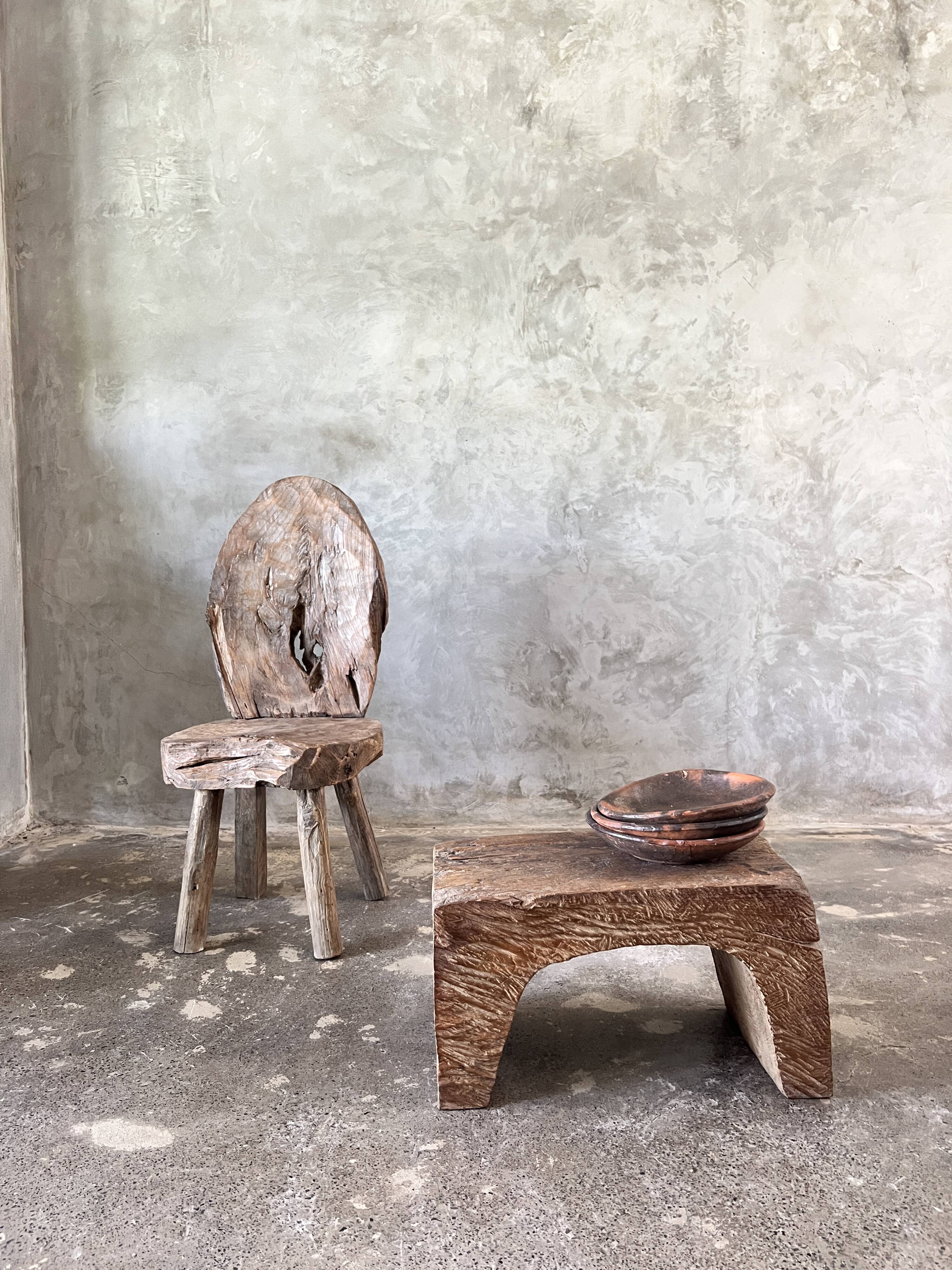 Low stool in old Asian monoxyl teak