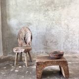 Low stool in old Asian monoxyl teak