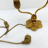 Bronze water lily lamp with two arms, Lucien Gau, France 1990