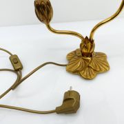 Bronze water lily lamp with two arms, Lucien Gau, France 1990
