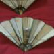 2 art deco fan-shaped wall lights in pearly glass paste and brass