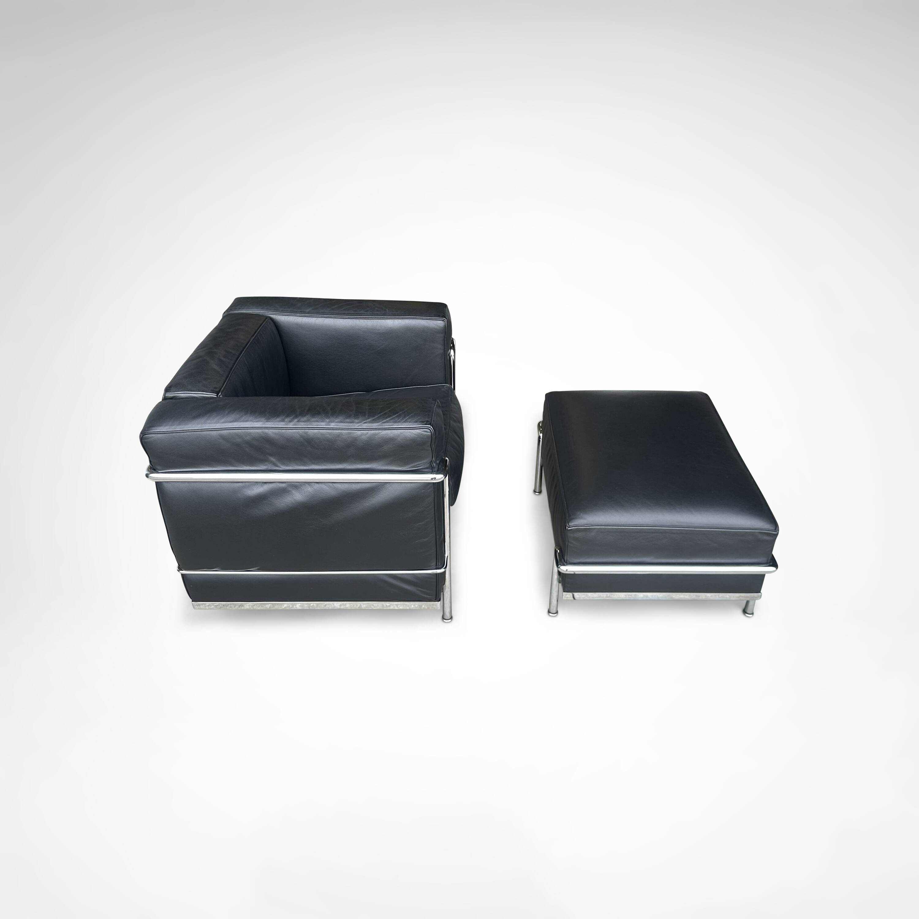 LC2 armchair and ottoman by Le Corbusier et al. for Cassina 1990s