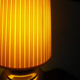 Living room mood lamp, silver metal base, wooden base, pleated lampshade