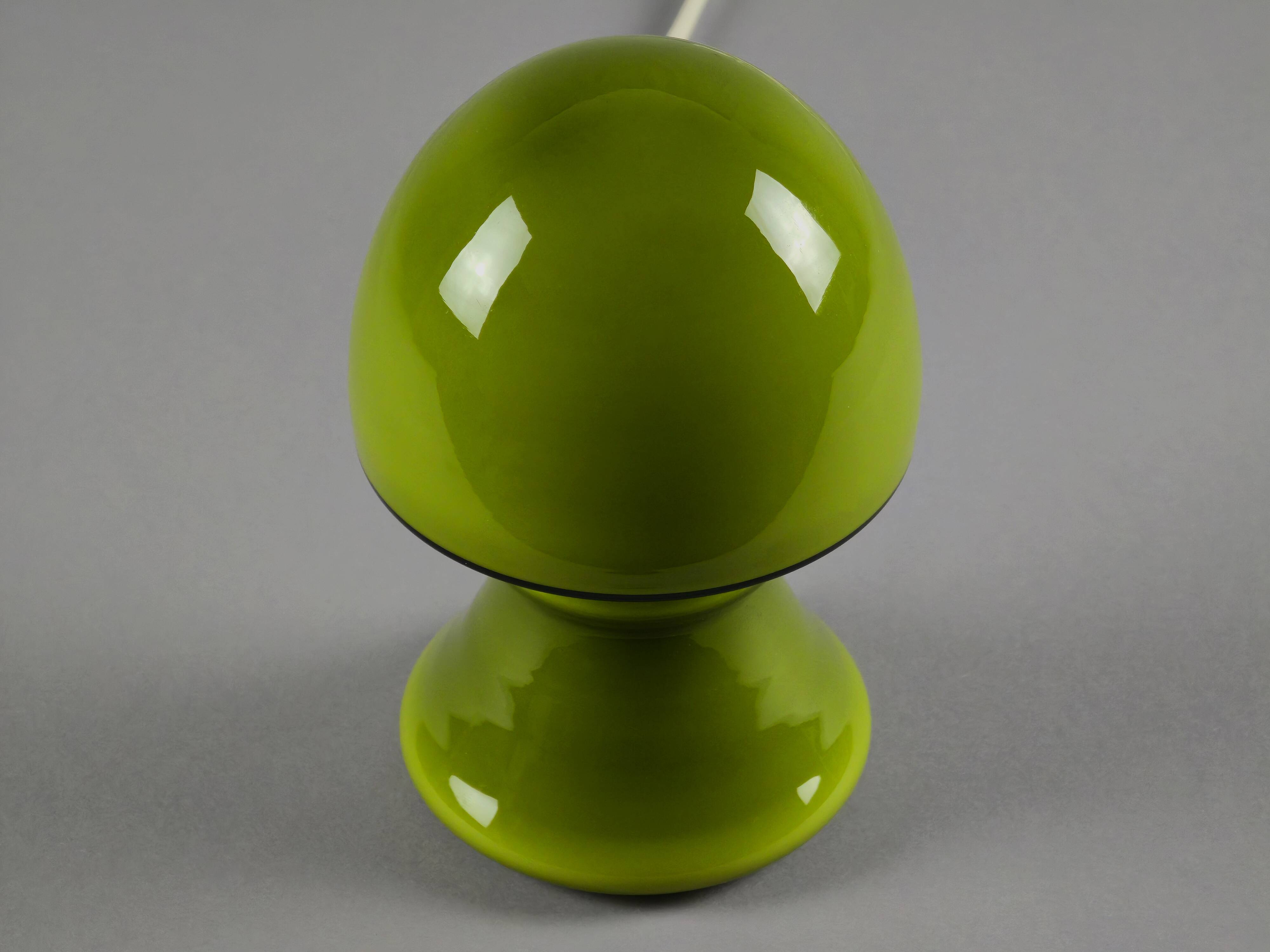 Vintage 1970s Flygsfors Orrefors Green Glass Mushroom Lamp, Sweden.