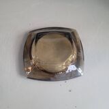 Vintage square smoked glass ashtray