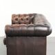 Brown cowhide leather Chesterfield 3-seater sofa in English style