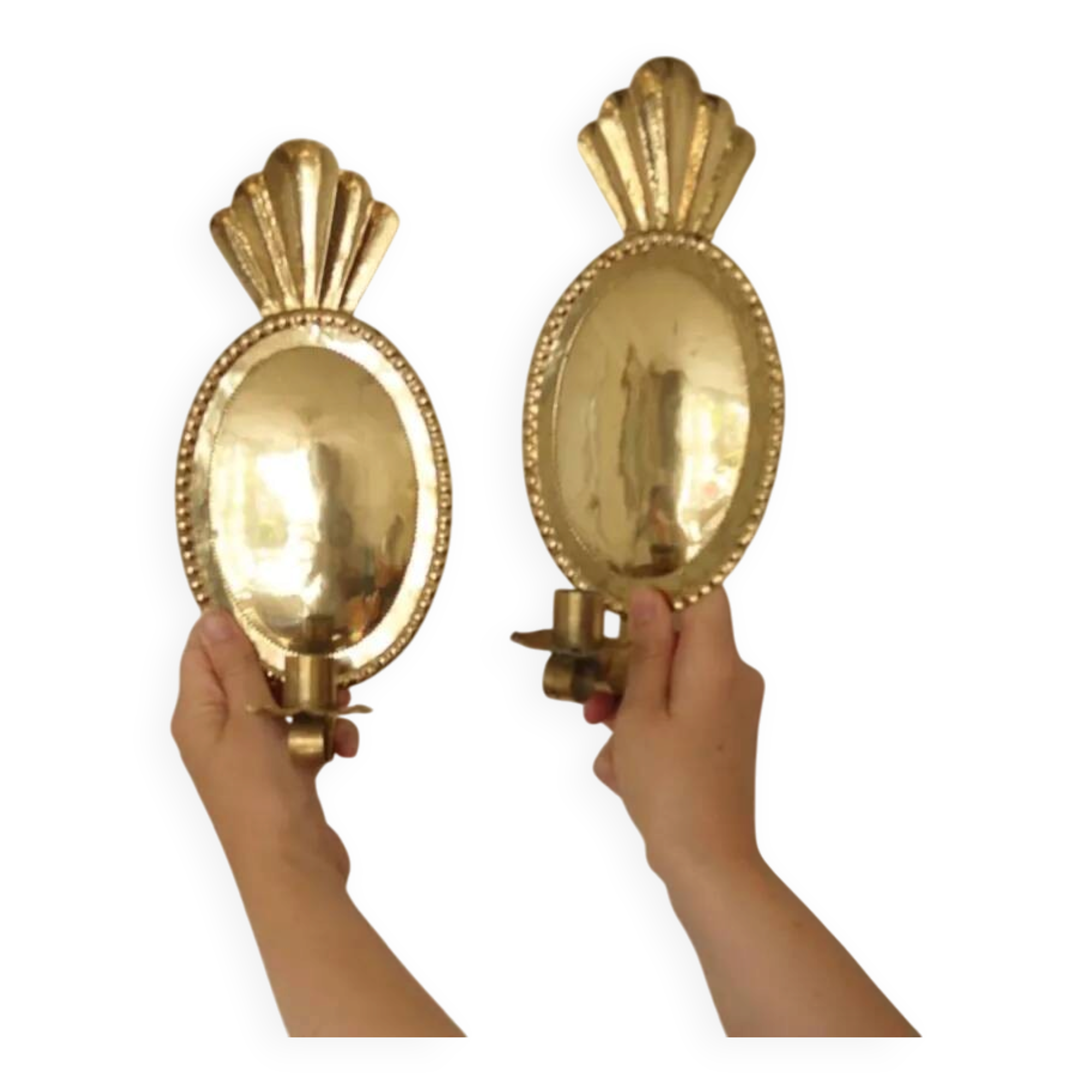 Pair of Swedish Wall Sconces in Brass, Dating from 1944