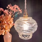 Vintage molded glass globe pendant light