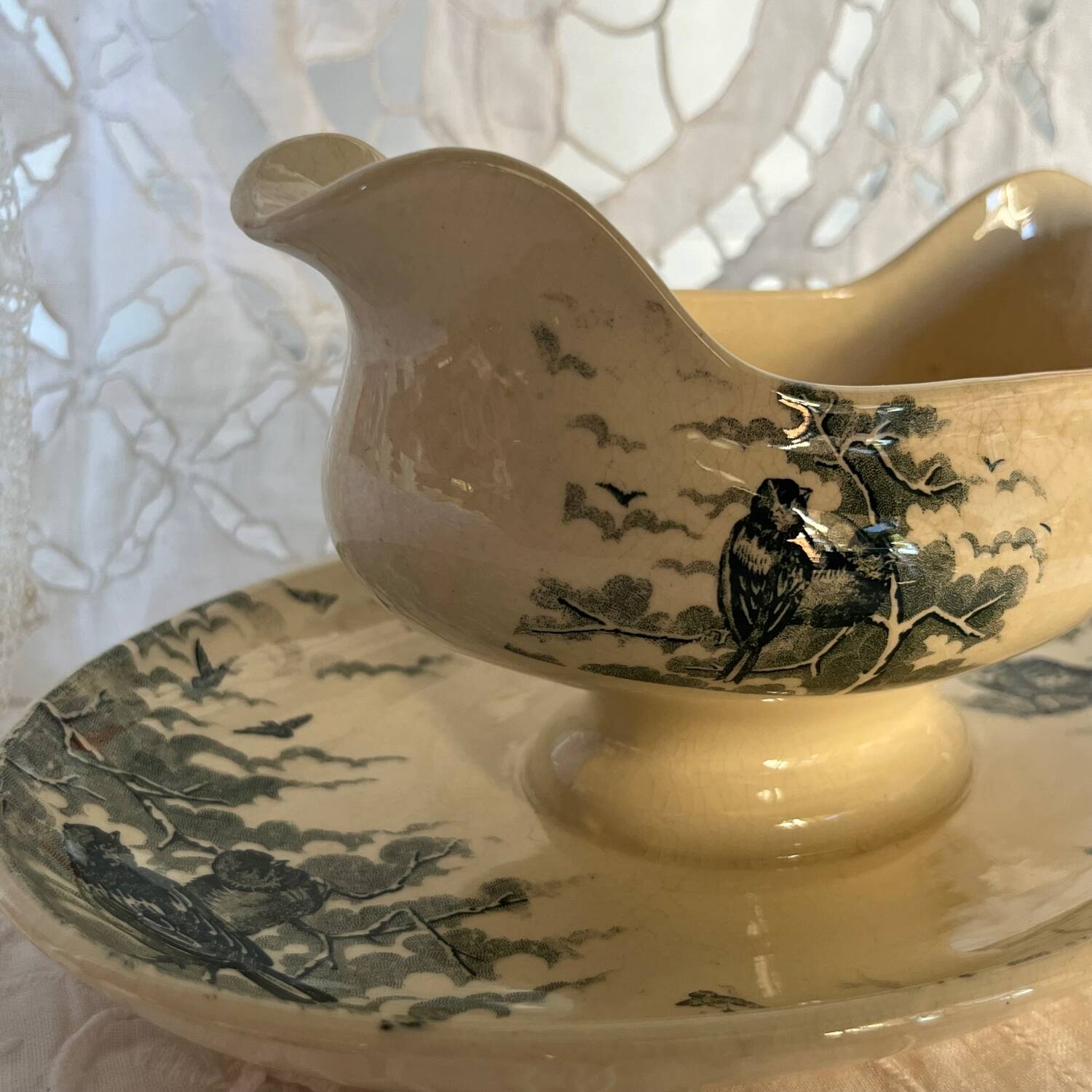 Sarreguemines Snow Sauce Boat